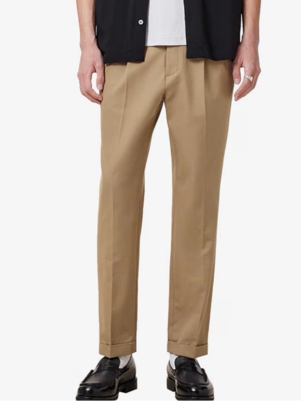 AllSaints Talis Trouser Men’s 32W 26L Taupe Tapered Cropped Cuffed Pants Chinos
